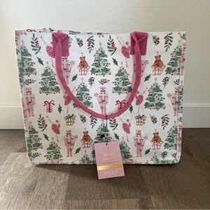 Holiday Pink Print Tote Bag by Wren & Co.